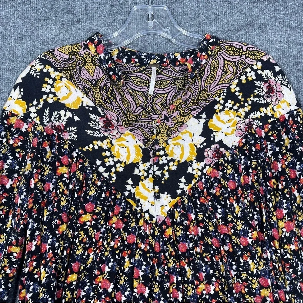 Free People Women’s XS Wildflower Fields Floral Boho Bell Sleeve Long Sleeve Top